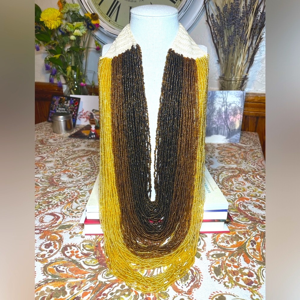 Earthtone Seed Bead Statement Necklace